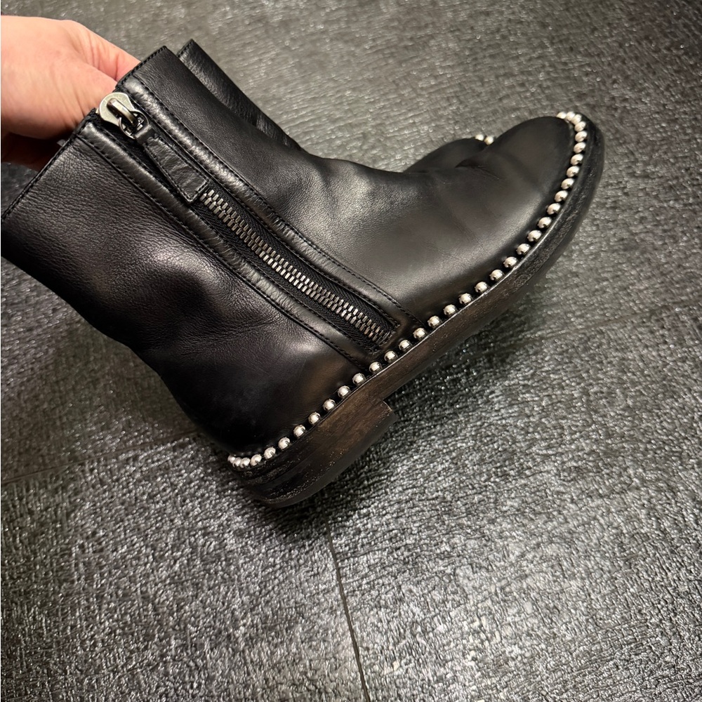Casadei Black Leather Pearl Studded Ankle Boots Sz 36.5